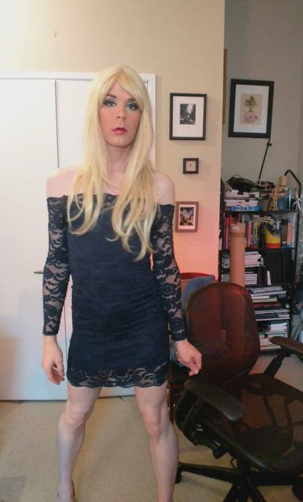 blonde crossdressing sissy gif