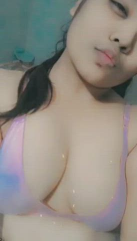 Boobs Braless Desi Girlfriend Nipples Shower gif