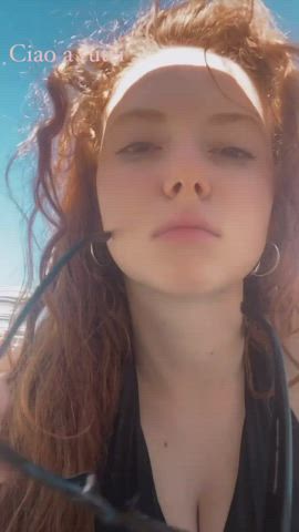 celebrity cute eye contact girlfriend non-nude redhead sfw selfie vertical gif
