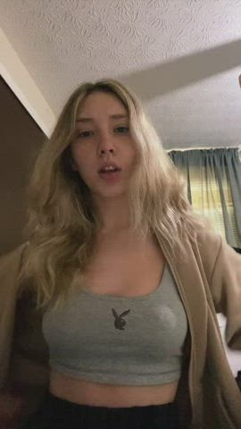 Big Tits Blonde Blue Eyes Busty Cleavage Playboy Teen TikTok gif