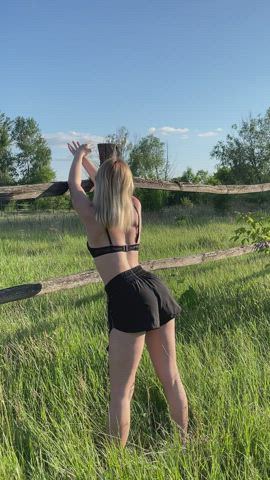 Blonde OnlyFans Outdoor gif