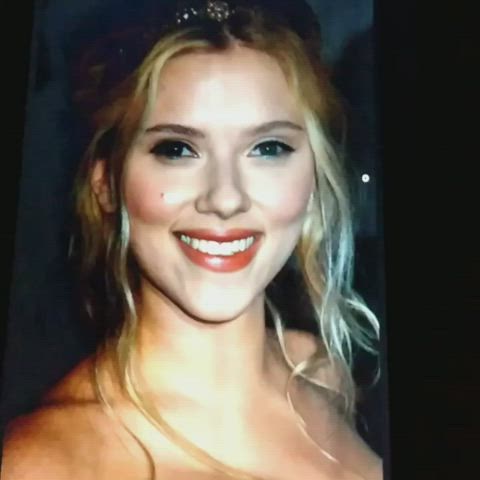 Blonde Cleavage Cumshot Scarlett Johansson Tribute gif