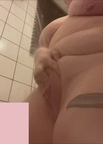 bbw big tits chubby pov pussy spread saggy tits shaved pussy shower thick tits gif