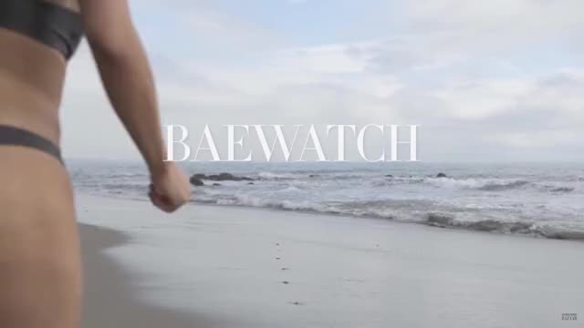 Kelly Rohrbach - Harper's Bazaar - running on beach
