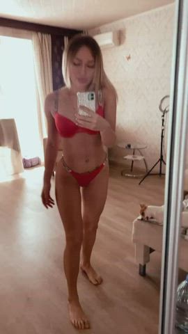ass lingerie mirror selfie thong gif