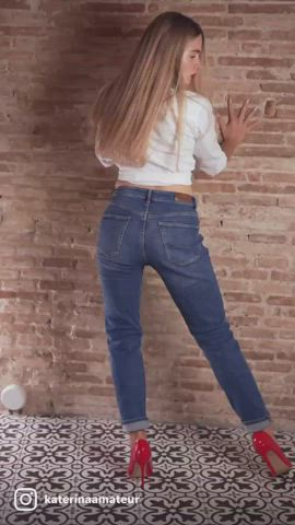 amateur dancing high heels jeans kate kravets teen gif