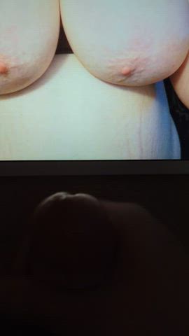 big tits boobs cock cum cumshot masturbating gif
