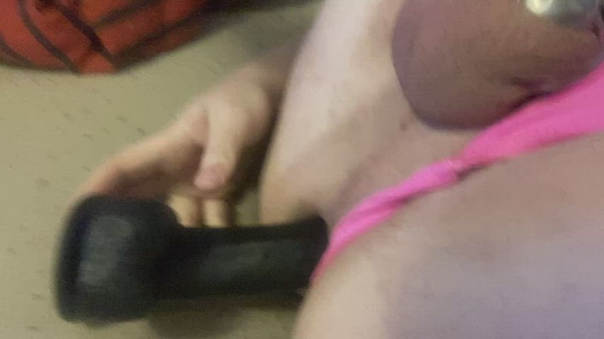 Anal BBC Chastity Dildo Pink Sissy gif