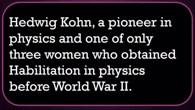 Hedwig Kohn Physicist