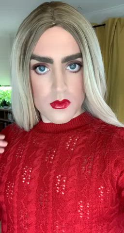 blonde blue eyes booty crossdressing femboy gay jeans sissy trans gif