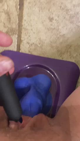 Clit Rubbing Close Up Grinding MILF Masturbating Riding Vibrator gif