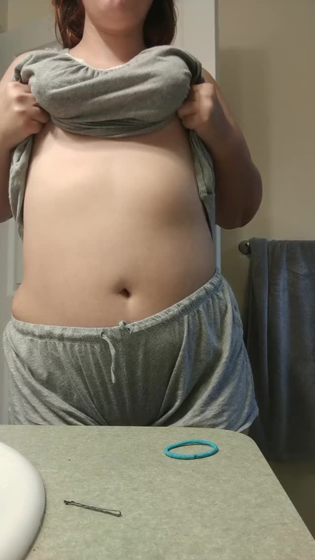 My first titty drop! Tease before I get in the shower [oc]