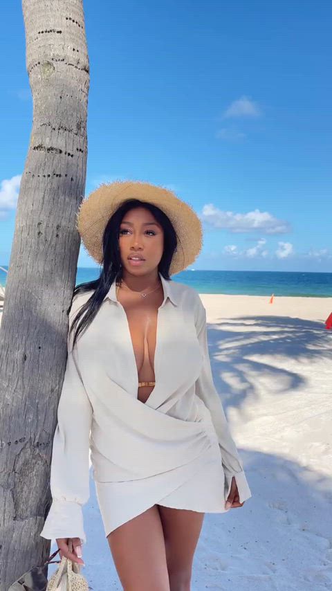 beach big tits bikini black cleavage non-nude tiktok tits tik-tok gif