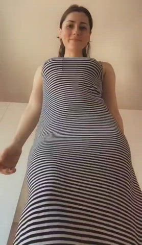 Showing what's under her dress