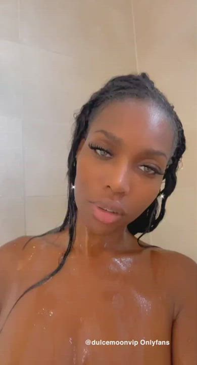 Big Tits Ebony Latina Shower Tease Wet gif