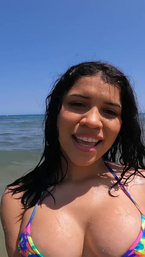 ass beach big tits gaby napoles pornstar public gif