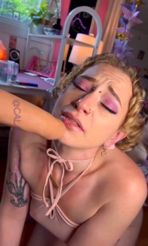 big dick blowjob cock worship deepthroat face fuck pigtails spit spit on face tribute