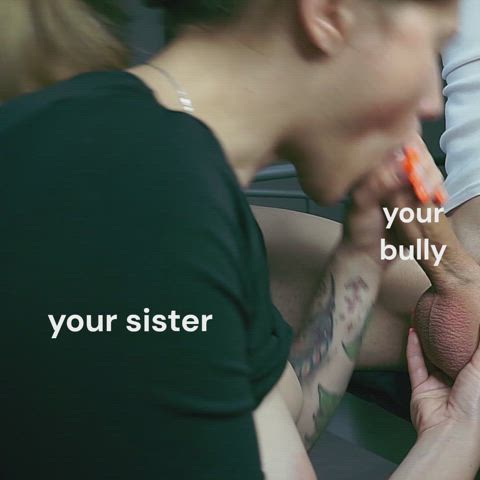 blowjob bully caption cum in mouth gif