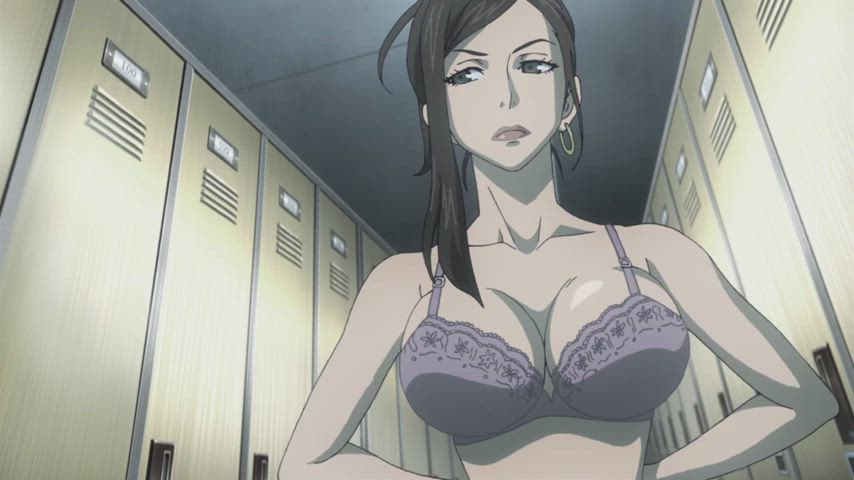 anime big tits bra changing room hentai gif