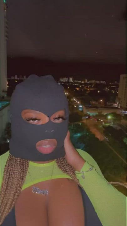 Boobs Busty Ebony Mask gif