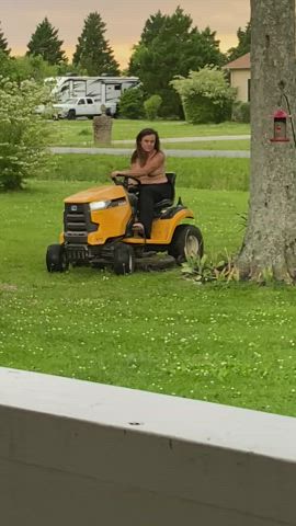 Mowing the lawn