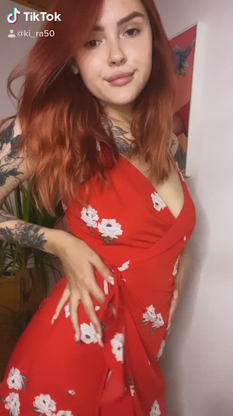 exposed natural tits nipple piercing redhead tattoo tiktok tits gif