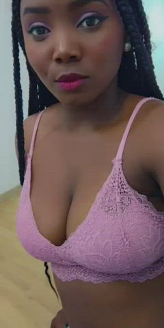 Big Tits Curvy Ebony Latina Lingerie Model Seduction Webcam gif