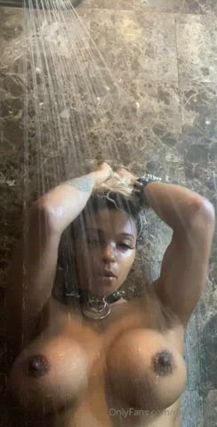 Ebony Huge Tits Shower gif