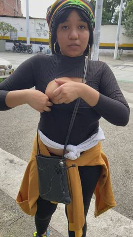 This latina wants you to suck her tits in public