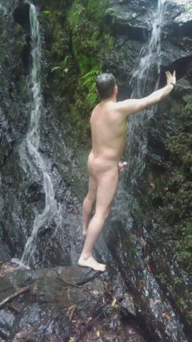 Masturbating in the waterfall