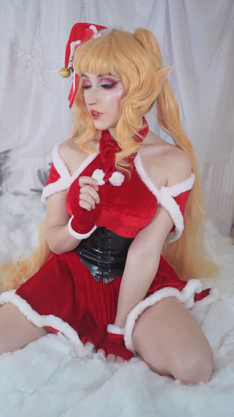 christmas cosplay egirl elf fansly flashing onlyfans tease gif