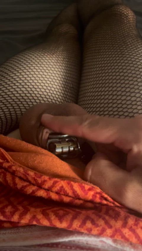 It feels so nice to rub my little locked clitty