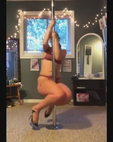 pawg pole dance stripper twerking gif