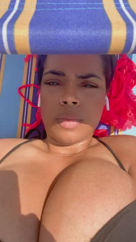 BBW Beach Big Tits gif