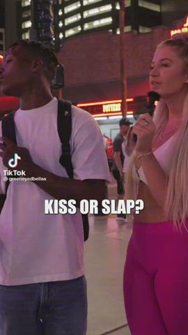 blonde interracial interview kiss tiktok gif