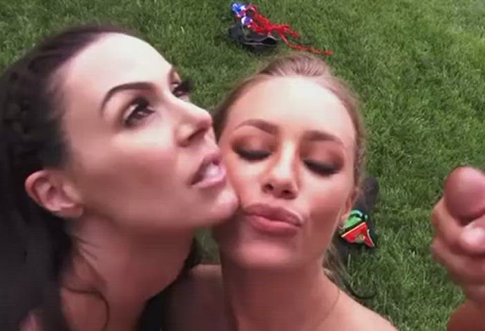 Kendra licking cum off Nicole face!! Yummy!!