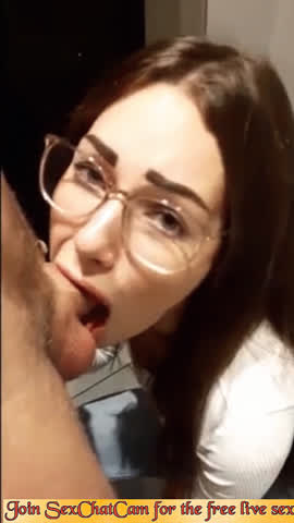 Amateur Blowjob Deepthroat Glasses Teen gif