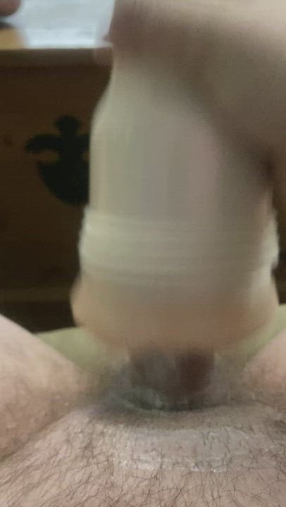 Moaning while fucking flesh light and cum inside of it