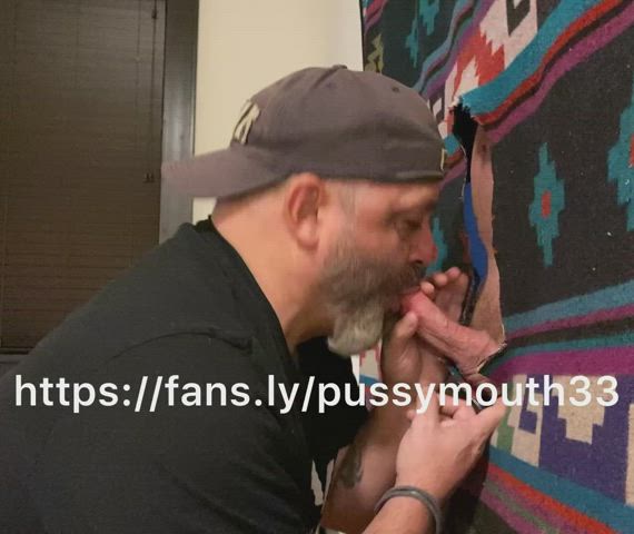 bear big dick cock worship deepthroat glory hole gif