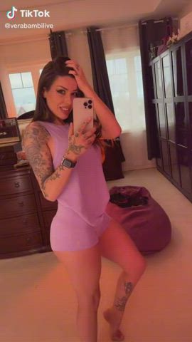 Brunette Bubble Butt Tattoo gif