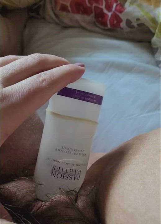 BBW Hairy Pussy Masturbating Object Insertion Solo Wet Pussy gif