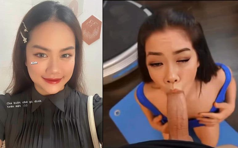 Asian slut intense blowjob