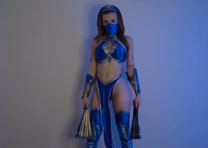 cosplay costume kitana oil oiled parody her-hair nsfw-cosplay gif