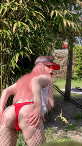 Ass Spread Bikini Bubble Butt Fishnet Outdoor Spread gif