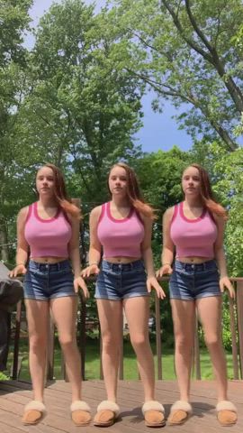 Belly Button Big Tits Dancing Jean Shorts Outdoor TikTok gif