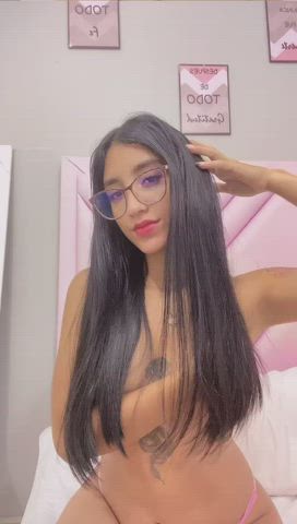 big tits latina lingerie long hair natural tits nipples sex teen tits gif