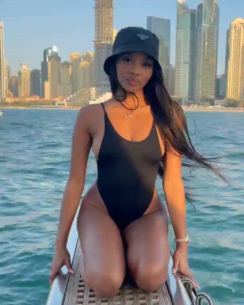 cute ebony swimsuit gif