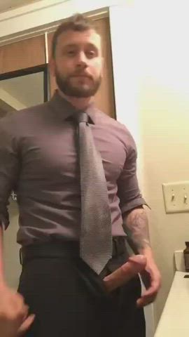 Adorable hunk cums at work