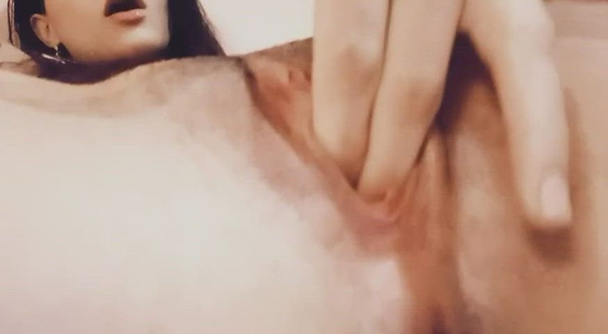 This shaved pink wet pussy squirt so much!!! she love get watched!