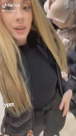 She made herself cum in a dressing room